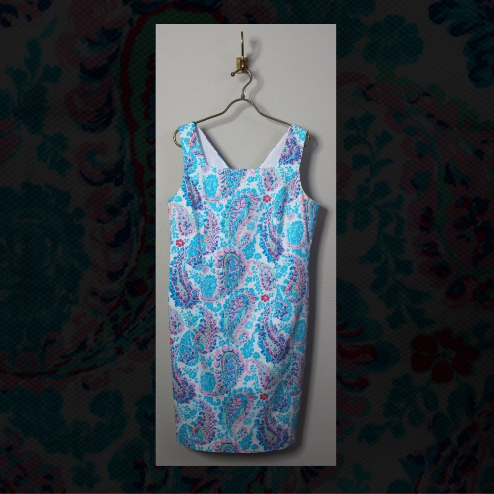 Tropical Fresco Paisley Floral Cotton Sheath "Tea Time" Costal Talbots Dress - Picture 2 of 8
